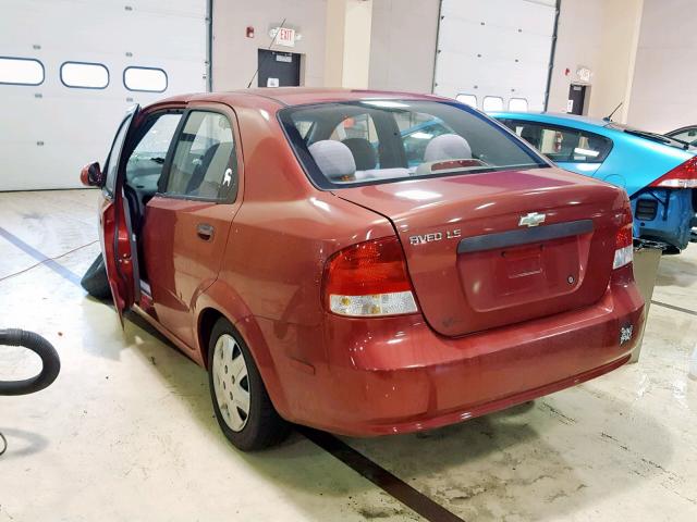 KL1TD52625B355495 - 2005 CHEVROLET AVEO BASE წითელი ფოტო 3