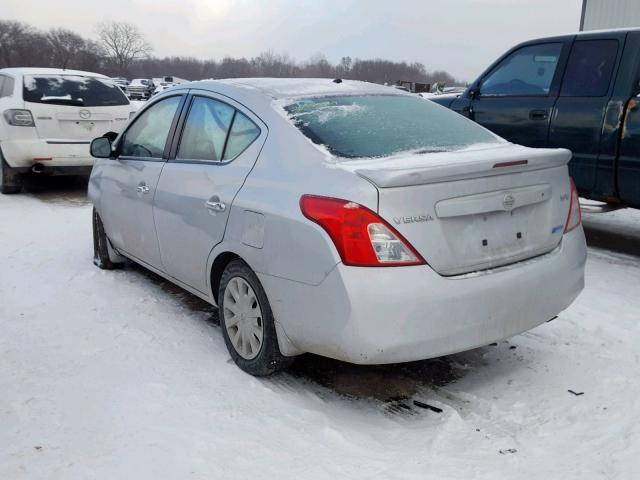 3N1CN7AP1EL832995 - 2014 NISSAN VERSA SILVER photo 3