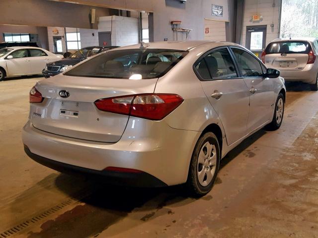 KNAFK4A63E5125550 - 2014 KIA FORTE LX SILVER photo 4