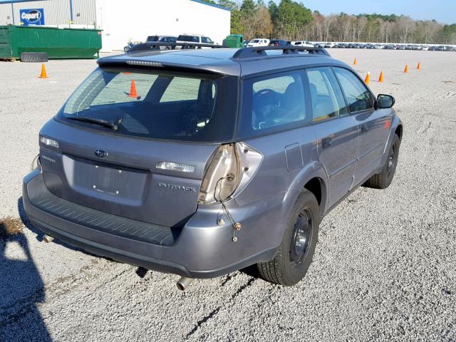 4S4BP60C487366785 - 2008 SUBARU OUTBACK GRAY photo 4