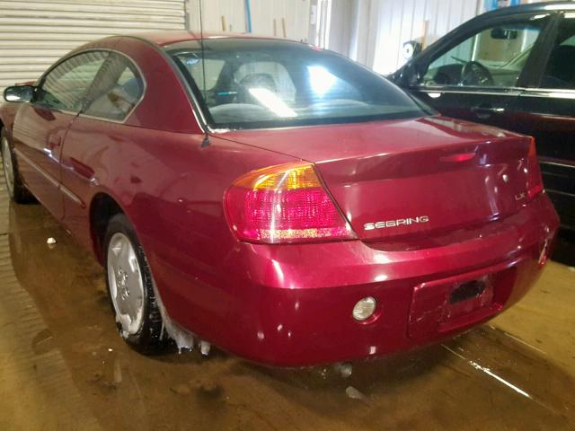 4C3AG42G71E031870 - 2001 CHRYSLER SEBRING LX MAROON photo 3