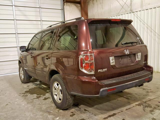 5FNYF18258B016043 - 2008 HONDA PILOT VP MAROON photo 3