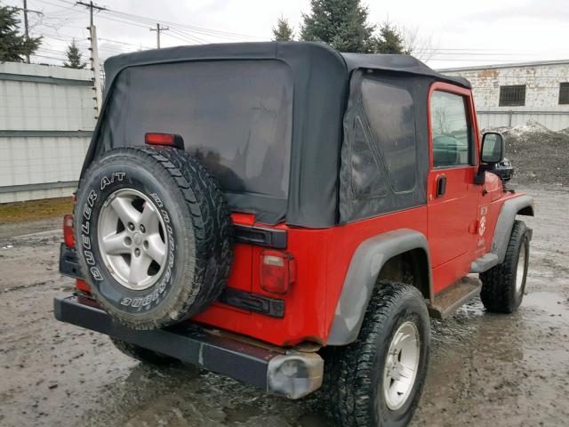 1J4FA39S75P383909 - 2005 JEEP WRANGLER X RED photo 4