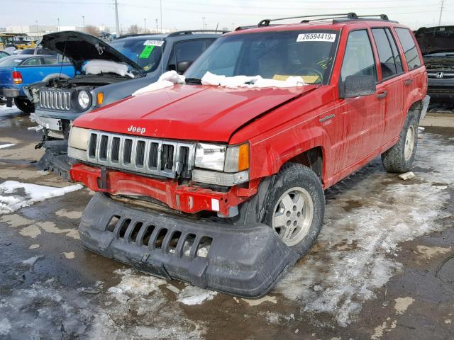 1J4GZ58S4SC707900 - 1995 JEEP GRAND CHER RED photo 2