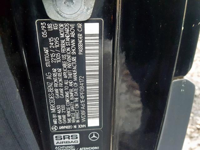 WDBFA61E4PF084172 - 1993 MERCEDES-BENZ 300 SL BLACK photo 10