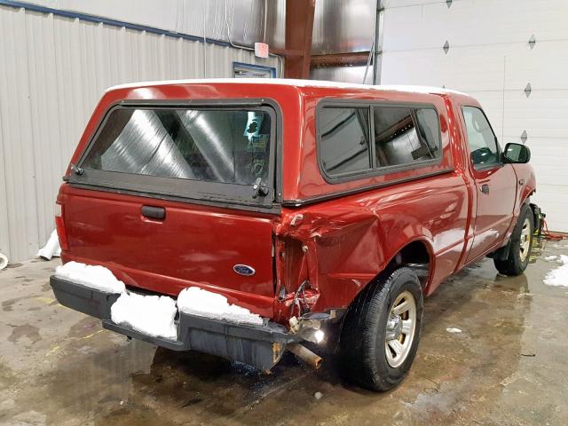 1FTYR10D24PB45023 - 2004 FORD RANGER MAROON photo 4