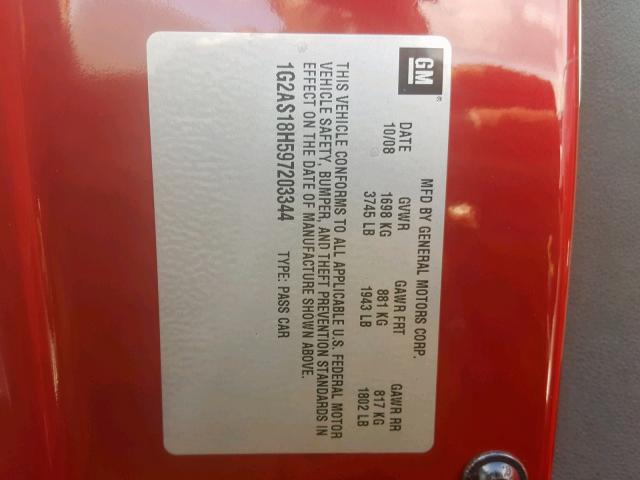 1G2AS18H597203344 - 2009 PONTIAC G5 MAROON photo 10