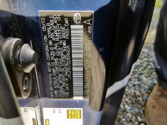 JTKJF5C72D3045625 - 2013 TOYOTA SCION TC ლურჯი ფოტო 10