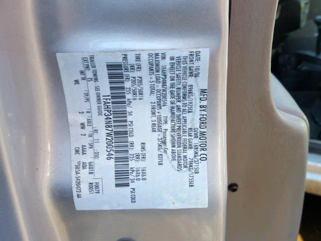 1FAHP34N87W200546 - 2007 FORD FOCUS ZX4 SILVER photo 10