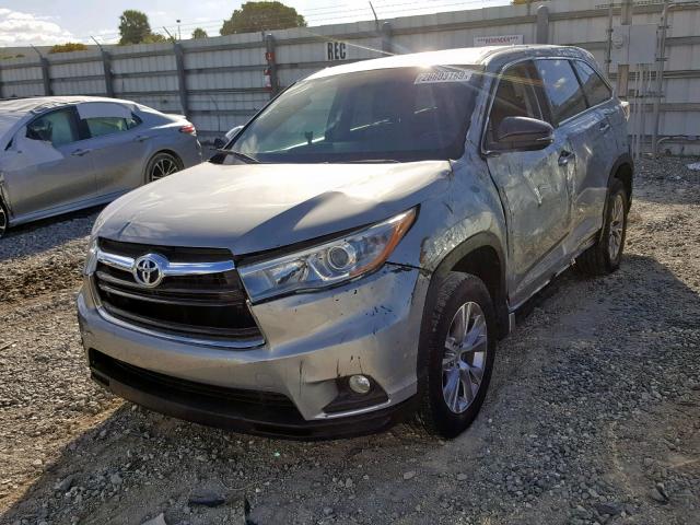 5TDZKRFH6FS117638 - 2015 TOYOTA HIGHLANDER GRAY photo 2