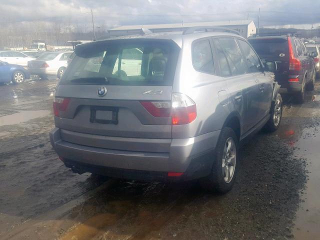 WBXPC93478WJ07678 - 2008 BMW X3 3.0SI SILVER photo 4