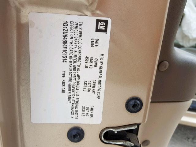 1G1ZU64884F161514 - 2004 CHEVROLET MALIBU MAX GOLD photo 10