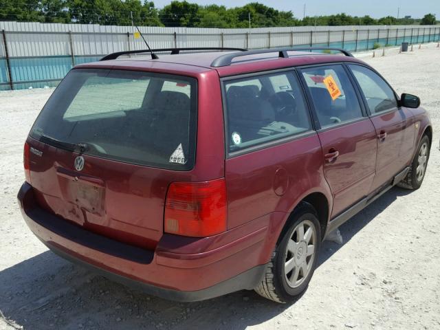 WVWNA63B4XE384557 - 1999 VOLKSWAGEN PASSAT GLS MAROON photo 4