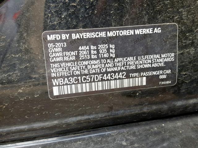 WBA3C1C57DF443442 - 2013 BMW 328 I SULE BLACK photo 10