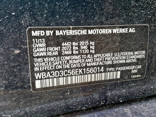 WBA3D3C56EK156014 - 2014 BMW 328 D BLUE photo 10