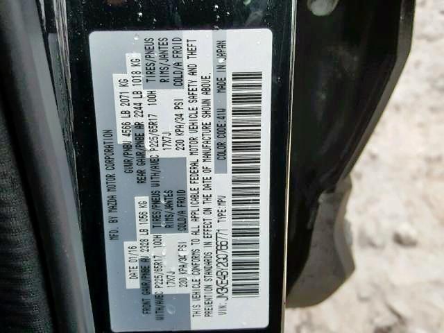 JM3KE4BY2G0766771 - 2016 MAZDA CX-5 SPORT BLACK photo 10