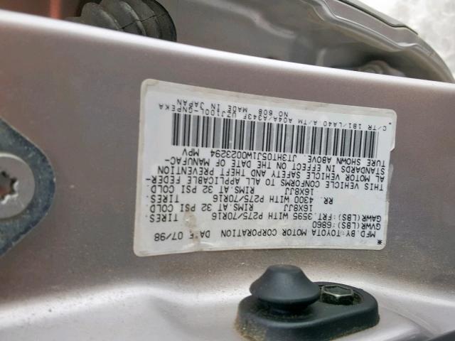 JT3HT05J1W0023294 - 1998 TOYOTA LAND CRUIS SILVER photo 10