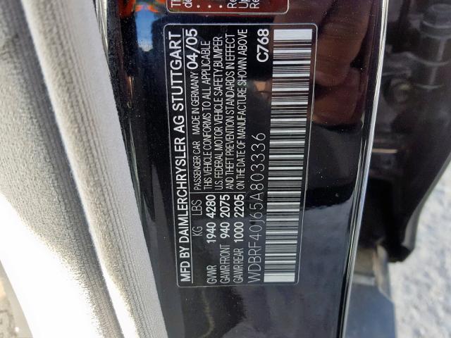 WDBRF40J65A803336 - 2005 MERCEDES-BENZ C 230K SPO BLACK photo 10