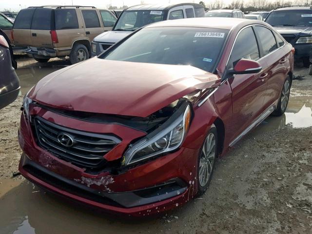 5NPE34AF7GH307041 - 2016 HYUNDAI SONATA SPO RED photo 2