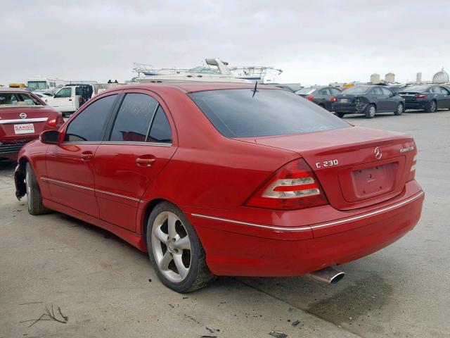 WDBRF40J05F681169 - 2005 MERCEDES-BENZ C 230K SPO RED photo 3