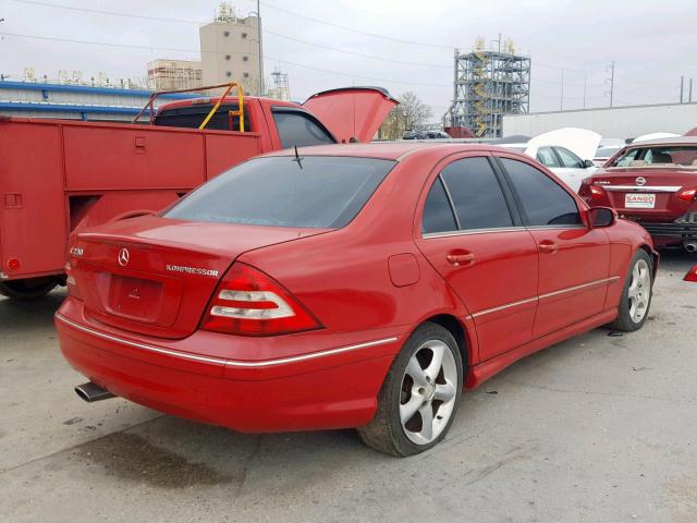 WDBRF40J05F681169 - 2005 MERCEDES-BENZ C 230K SPO RED photo 4