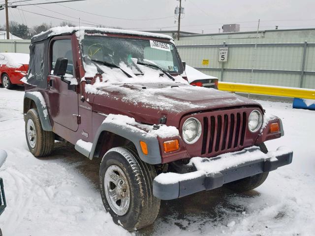 1J4FA29P72P744041 - 2002 JEEP WRANGLER / BURGUNDY photo 1