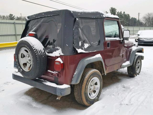 1J4FA29P72P744041 - 2002 JEEP WRANGLER / BURGUNDY photo 4