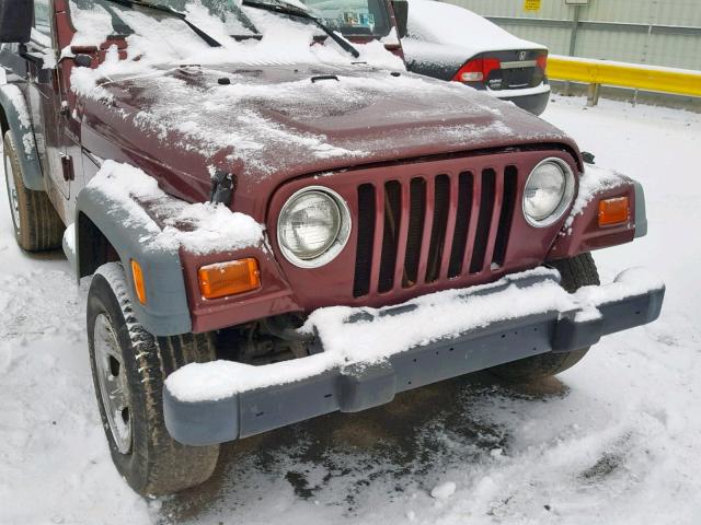 1J4FA29P72P744041 - 2002 JEEP WRANGLER / BURGUNDY photo 9