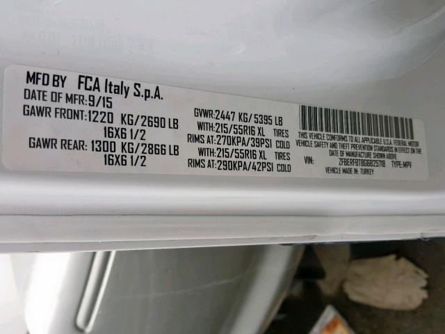 ZFBERFBT8G6B25718 - 2016 RAM PROMASTER 白色 照片 10