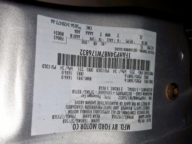 1FAHP34N87W176832 - 2007 FORD FOCUS ZX4 SILVER photo 10