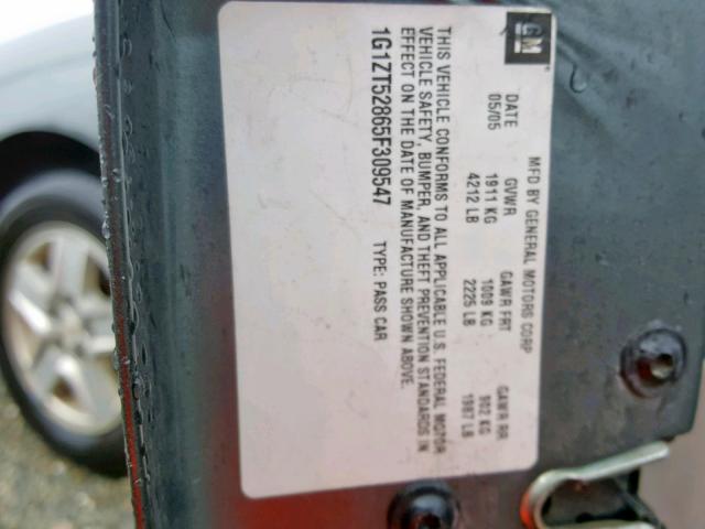 1G1ZT52865F309547 - 2005 CHEVROLET MALIBU LS Mavi foto 10
