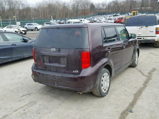 JTLKE50E081019127 - 2008 TOYOTA SCION XB MAROON photo 4