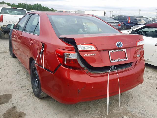 4T1BD1FK7EU132065 - 2014 TOYOTA CAMRY HYBR RED photo 3