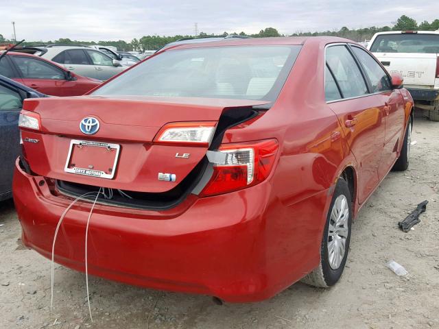 4T1BD1FK7EU132065 - 2014 TOYOTA CAMRY HYBR RED photo 4