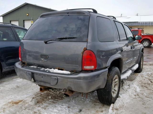 1B4HS38N52F170074 - 2002 DODGE DURANGO SP GRAY photo 4