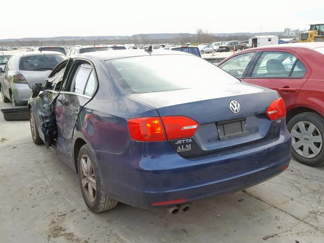 3VWLL7AJ3DM372792 - 2013 VOLKSWAGEN JETTA TDI BLUE photo 3