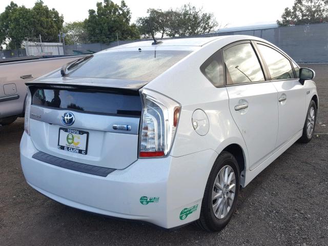 JTDKN3DP2C3007599 - 2012 TOYOTA PRIUS PLUG WHITE photo 4