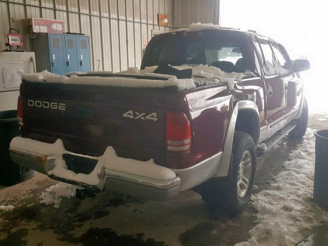 1B7GG2AN11S147336 - 2001 DODGE DAKOTA QUA MAROON photo 4