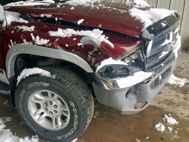 1B7GG2AN11S147336 - 2001 DODGE DAKOTA QUA MAROON photo 9