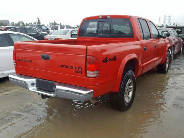 1D7HG48N74S612475 - 2004 DODGE DAKOTA QUA RED photo 4