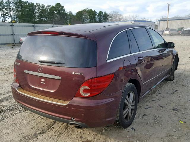 4JGCB65E08A074504 - 2008 MERCEDES-BENZ R 350 BURGUNDY photo 4