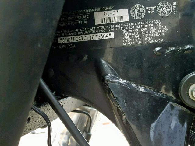 1HD1FC4107Y675364 - 2007 HARLEY-DAVIDSON FLHTCUI BLACK photo 10