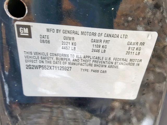 2G2WP552X71125927 - 2007 PONTIAC GRAND PRIX BLACK photo 10