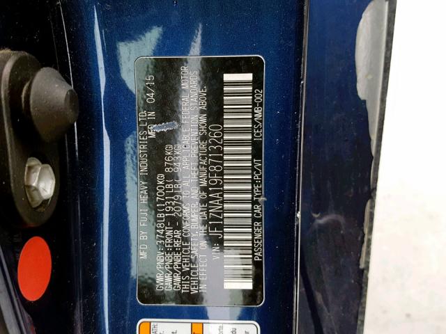 JF1ZNAA19F8713260 - 2015 TOYOTA SCION FR-S 蓝色 照片 10