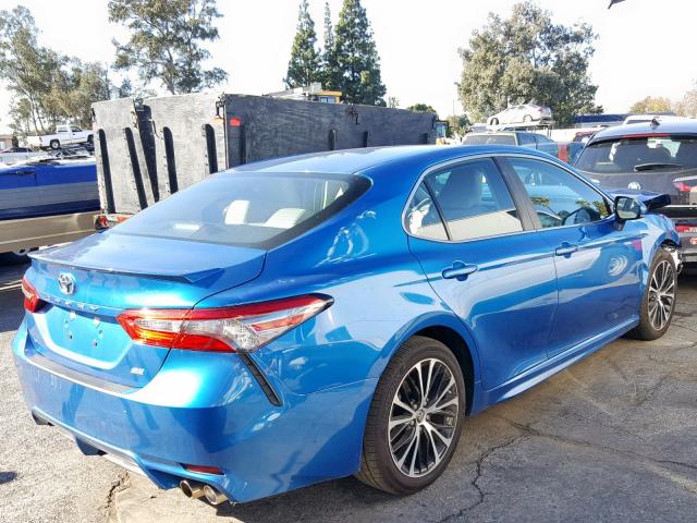 4T1B11HK8JU066836 - 2018 TOYOTA CAMRY L BLUE photo 4