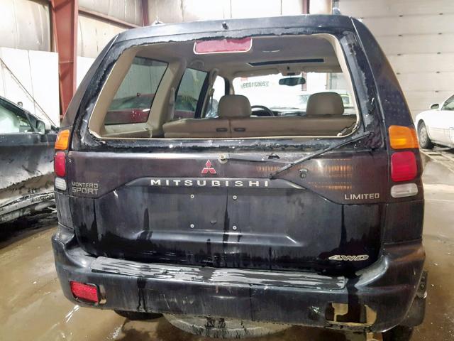 JA4MT41R31P018542 - 2001 MITSUBISHI MONTERO SP BLACK photo 9