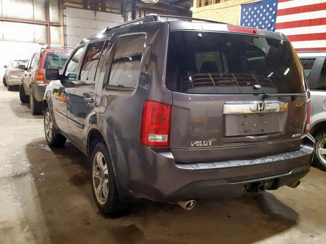 5FNYF4H79EB045280 - 2014 HONDA PILOT EXLN GRAY photo 3