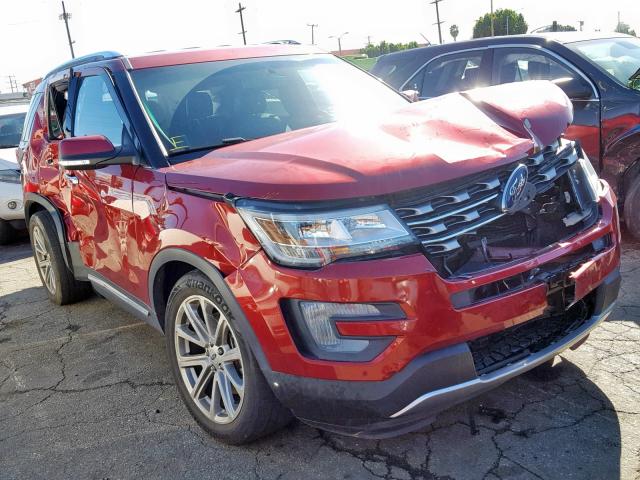 1FM5K7FH2HGA22876 - 2017 FORD EXPLORER L RED photo 1