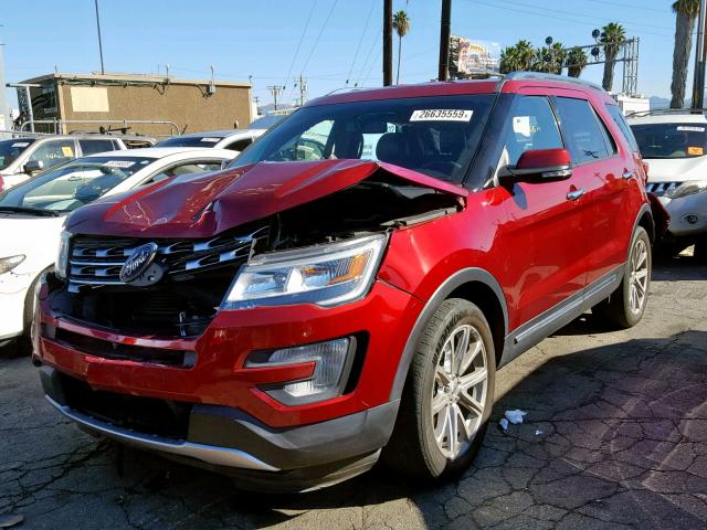 1FM5K7FH2HGA22876 - 2017 FORD EXPLORER L RED photo 2