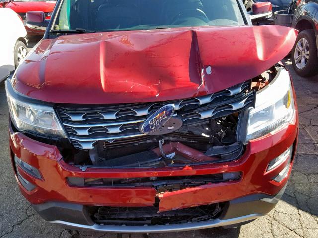 1FM5K7FH2HGA22876 - 2017 FORD EXPLORER L RED photo 7